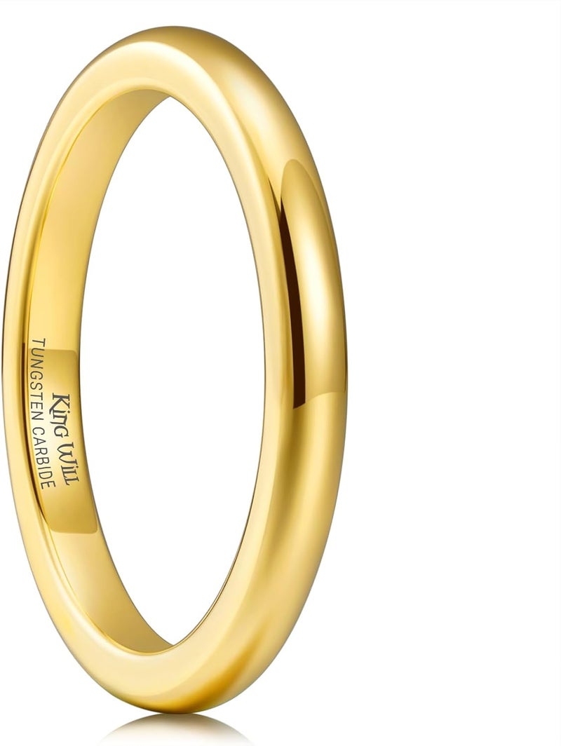 King Will Men's Women's 1.5mm 2mm 4mm 6mm 8mm Tungsten Carbide Ring 24k Gold Plated Rose Gold Plated Domed Polished Finish Wedding Band - Image 1